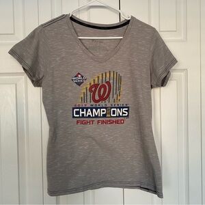 MLB Washington Nationals T-Shirt Womens M Gray Sleeve World Series 2019 Fanatics